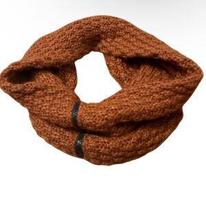 Cozy Fall Orange Brown Chunky Knit Infinity Scarf w/ Zipper